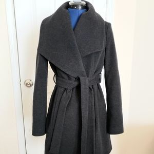 Michael Kors charcoal grey wool wrap coat